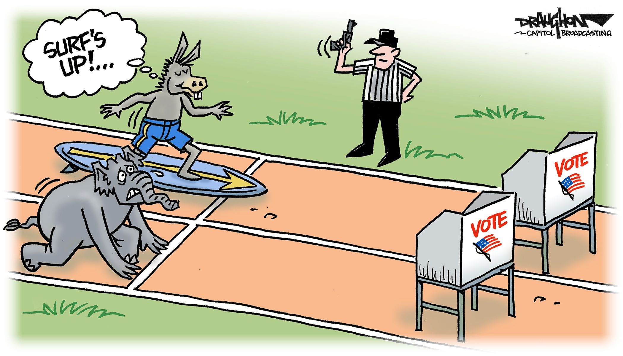 DRAUGHON DRAWS: Surf's up! Go out and make some waves with your vote!