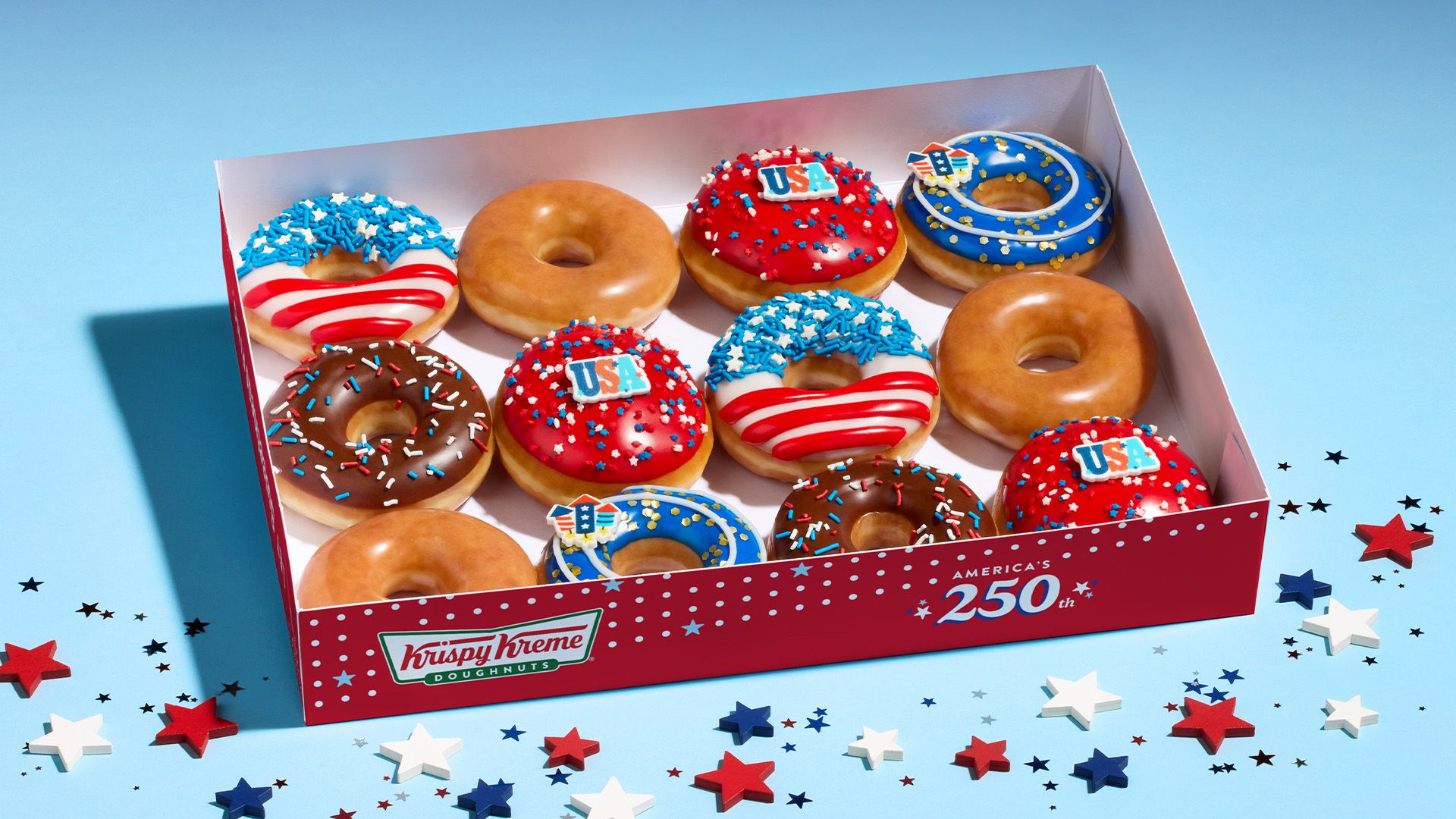 Free Krispy Kreme doughnut on July 4 when you wear red, white & blue
