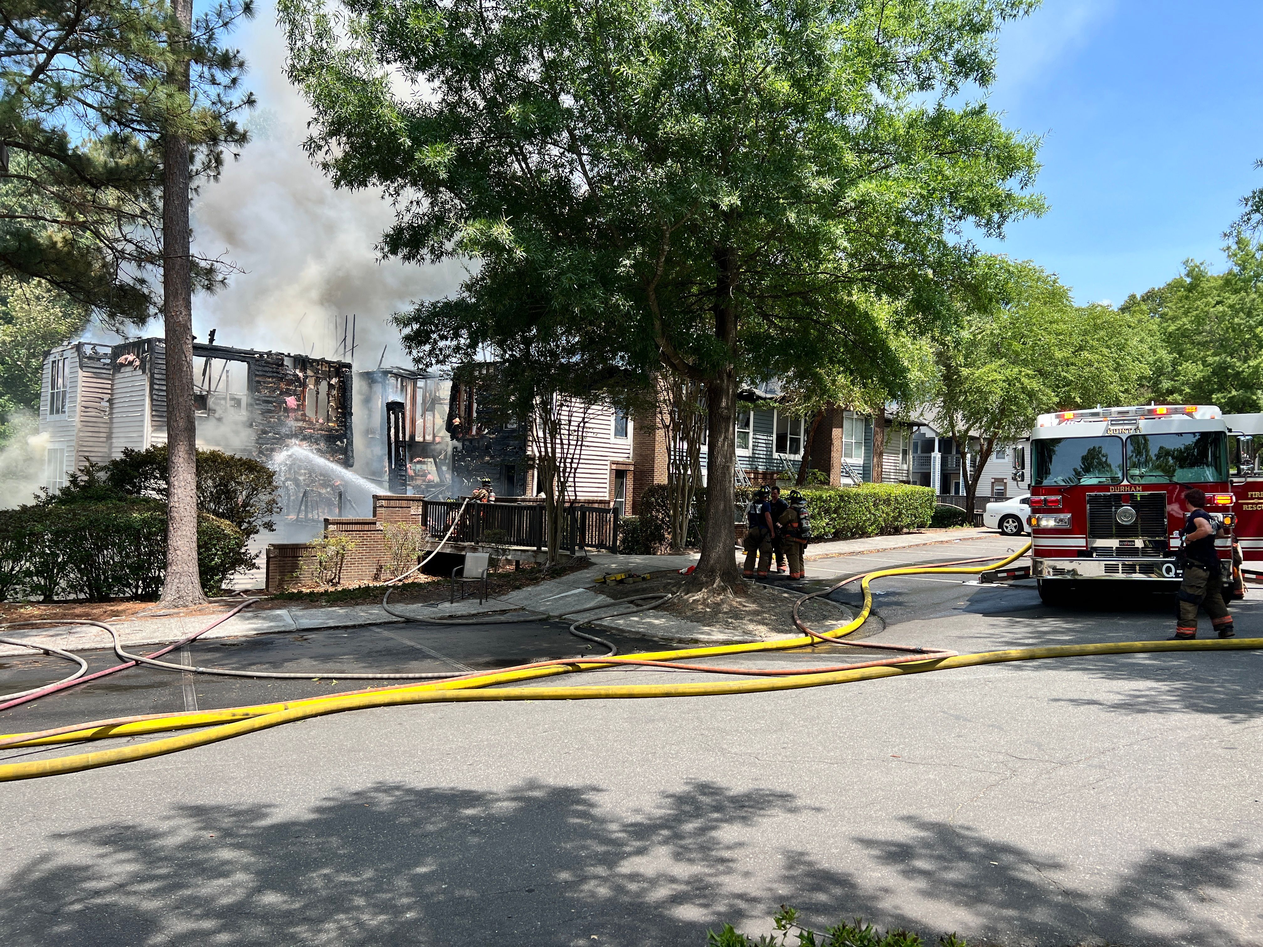 Seven people , including firefighter , hurt in massive fire at Durham apartment building
