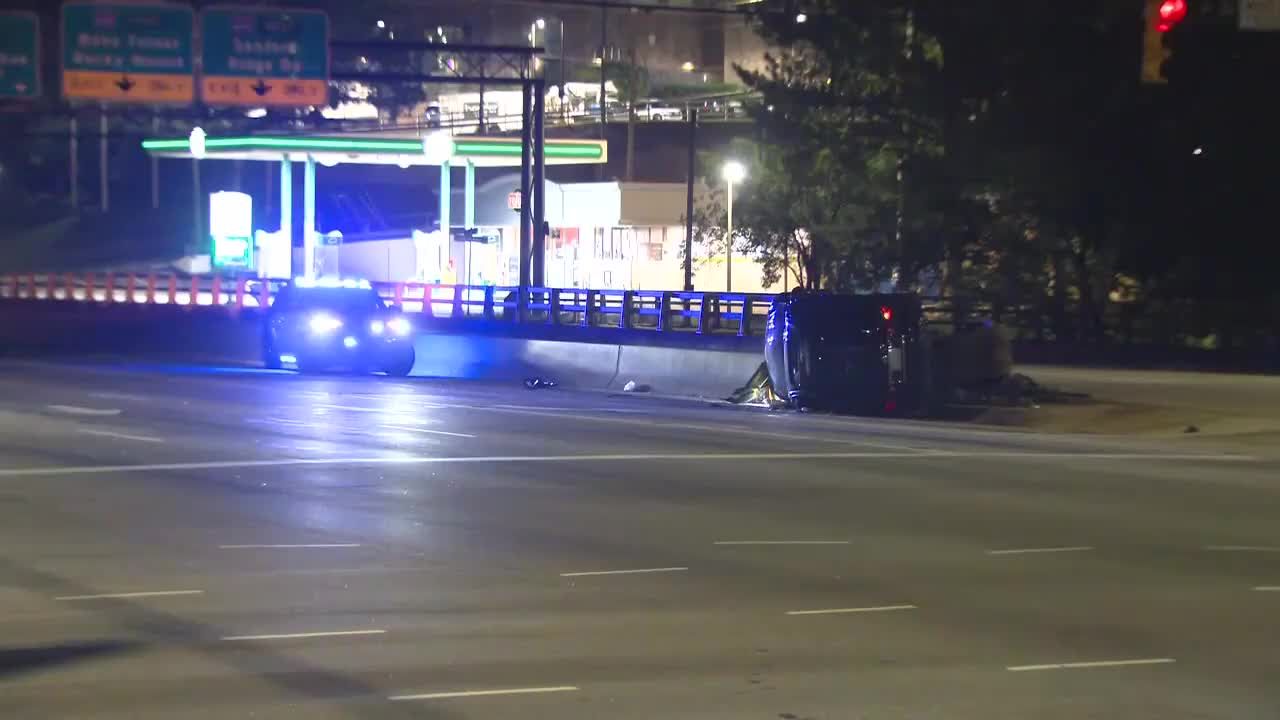 Car overturns on Glenwood Avenue in Raleigh, driver suspected of DWI