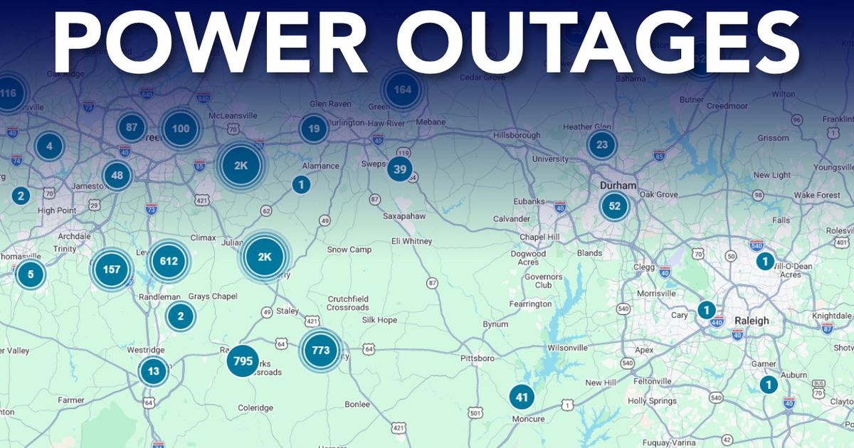 WRAL: Thousands lose power west of Triangle in rain