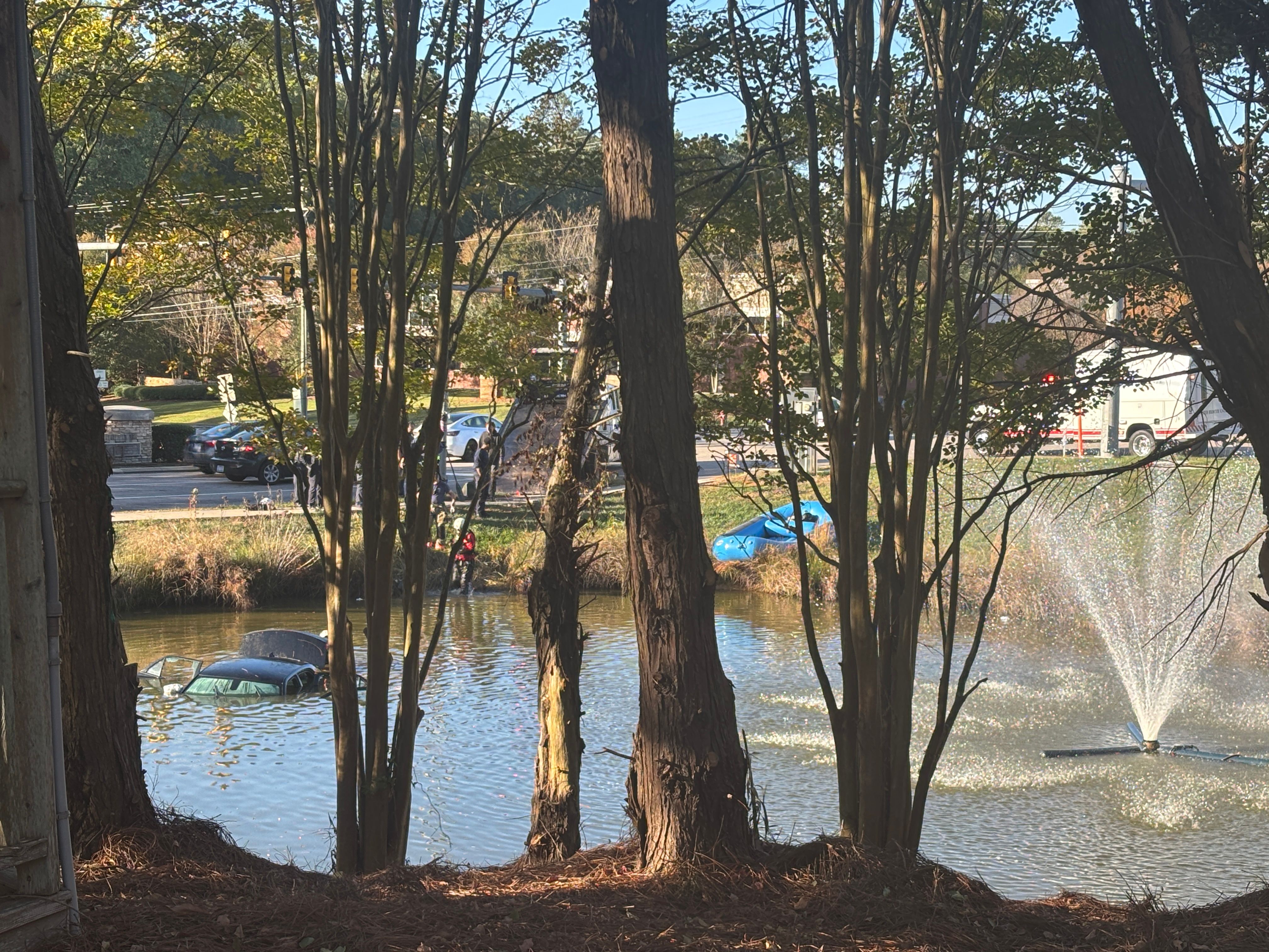 Crews pull car from Durham pond near Streets at Southpoint, no one ...
