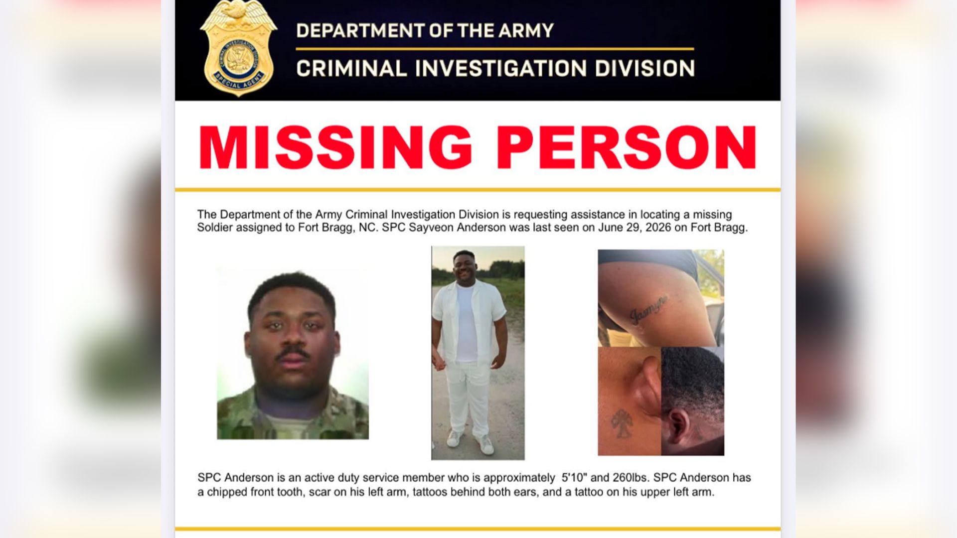 Family pleads for safe return of Fort Bragg soldier missing since June 29