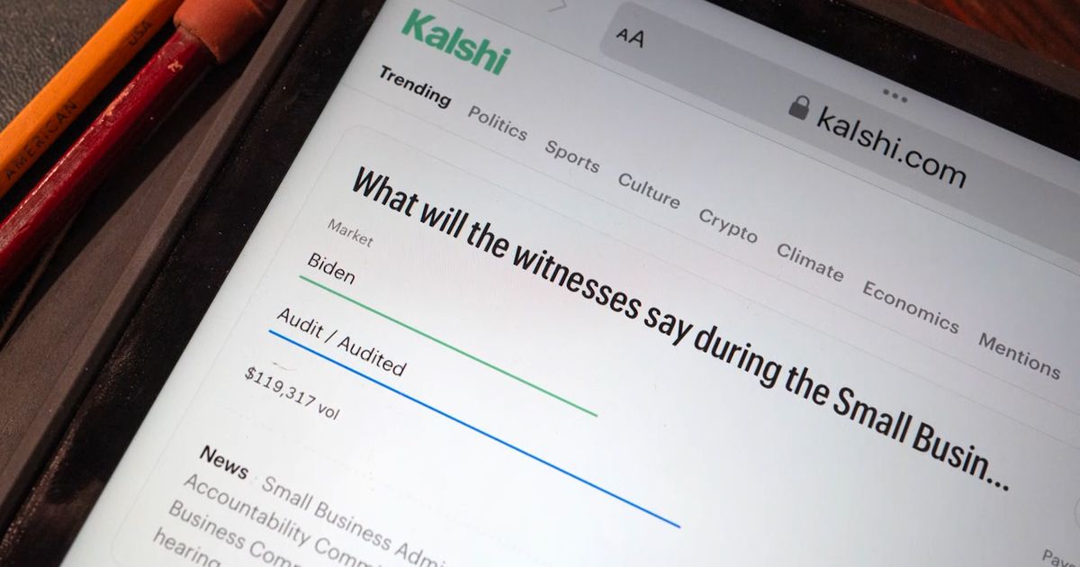 A futures bet on the Kalshi prediction market website