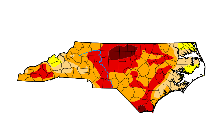 Drought status: Recent rain provides decent drought relief in eastern half of NC