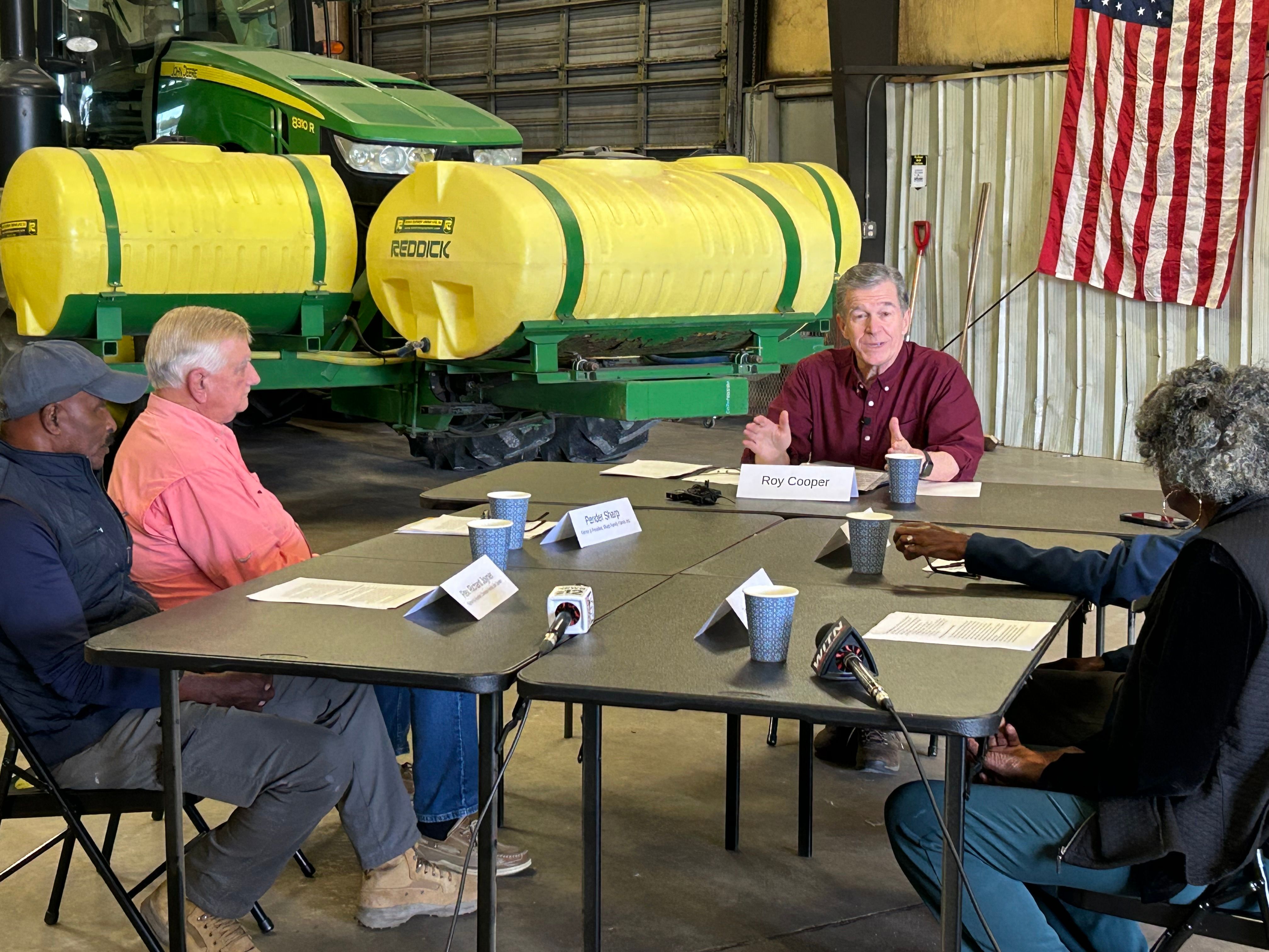 wral.com - Will Doran, WRAL state government reporter - Cooper slams 'erratic' tariffs in Senate campaign stop at Wilson farm