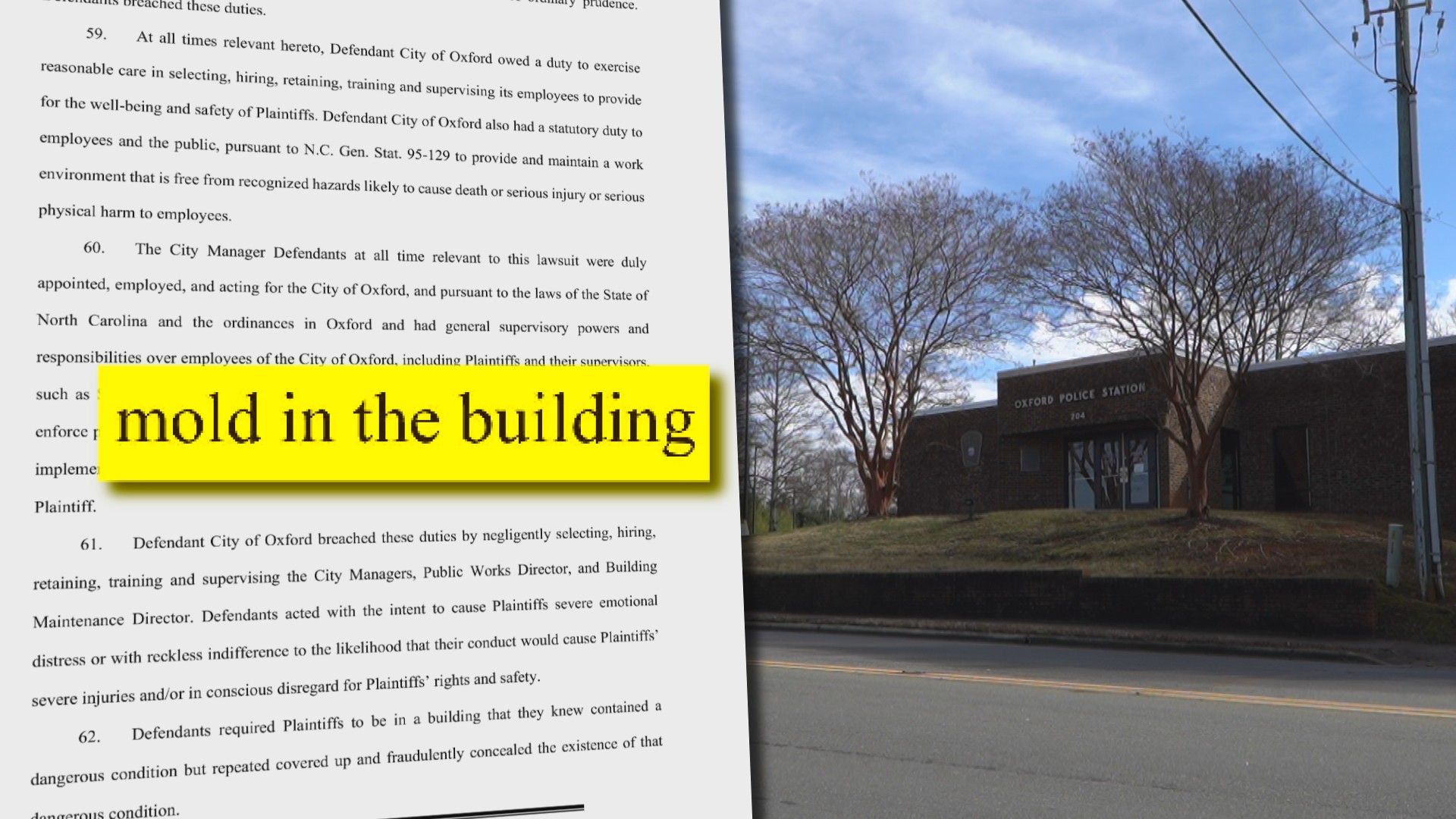 Lawsuit Alleges Toxic Mold Contamination at Oxford Police Department