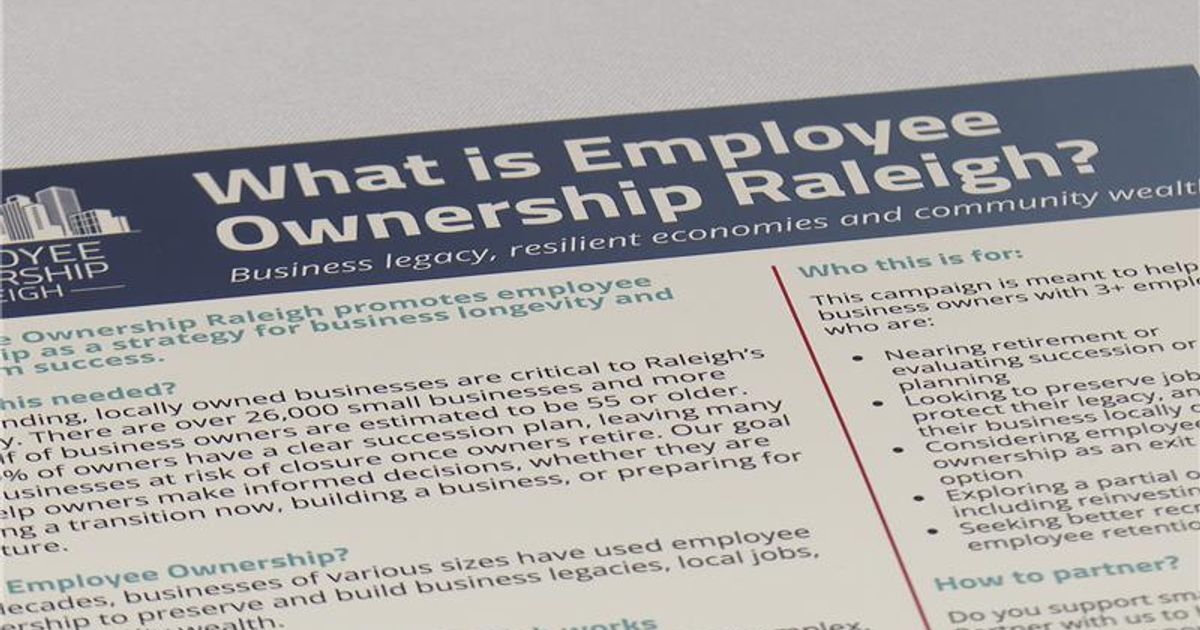 Raleigh pushing plan for owners to sell to employees when they retire to keep businesses, jobs local
