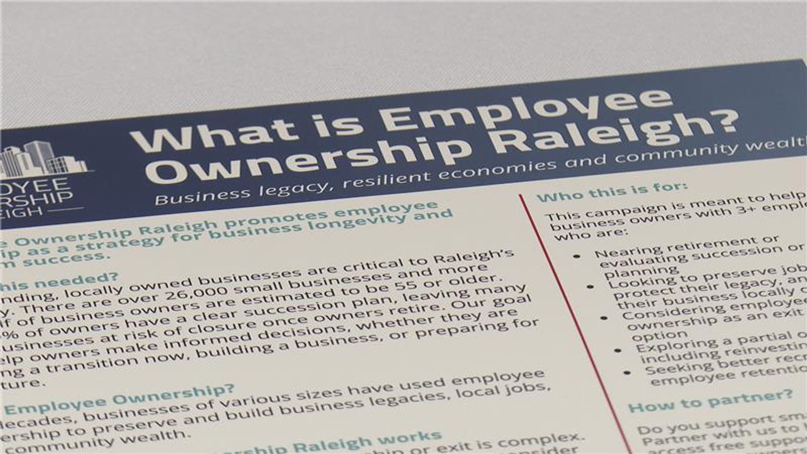 Raleigh pushing plan for owners to sell to employees when they retire to keep businesses, jobs local