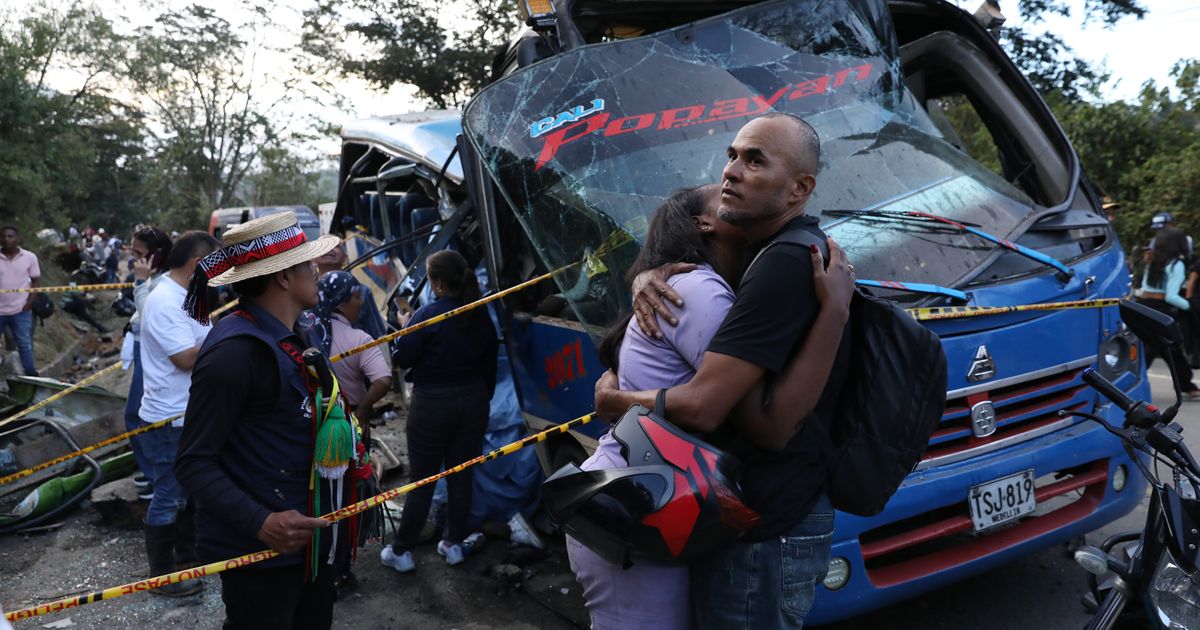 An explosive device kills 13 and injures 38 on a bus in southwestern Colombia as violence persists