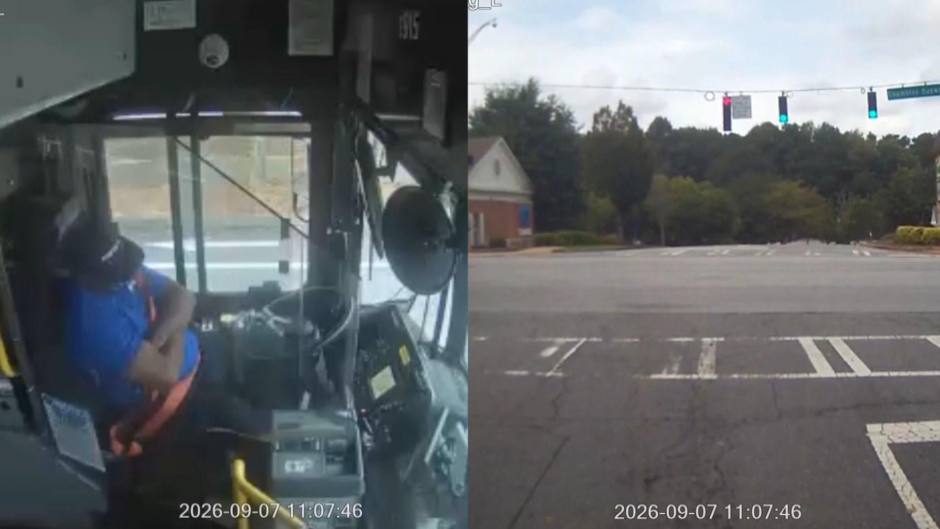 Bus driver falls asleep before crashing into tree, video shows