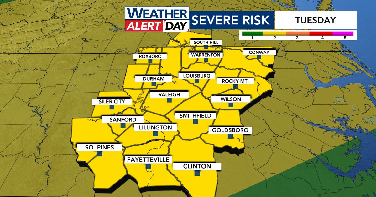 Hot with stray storms Monday; WRAL Weather Alert Day issued for Tuesday severe threat