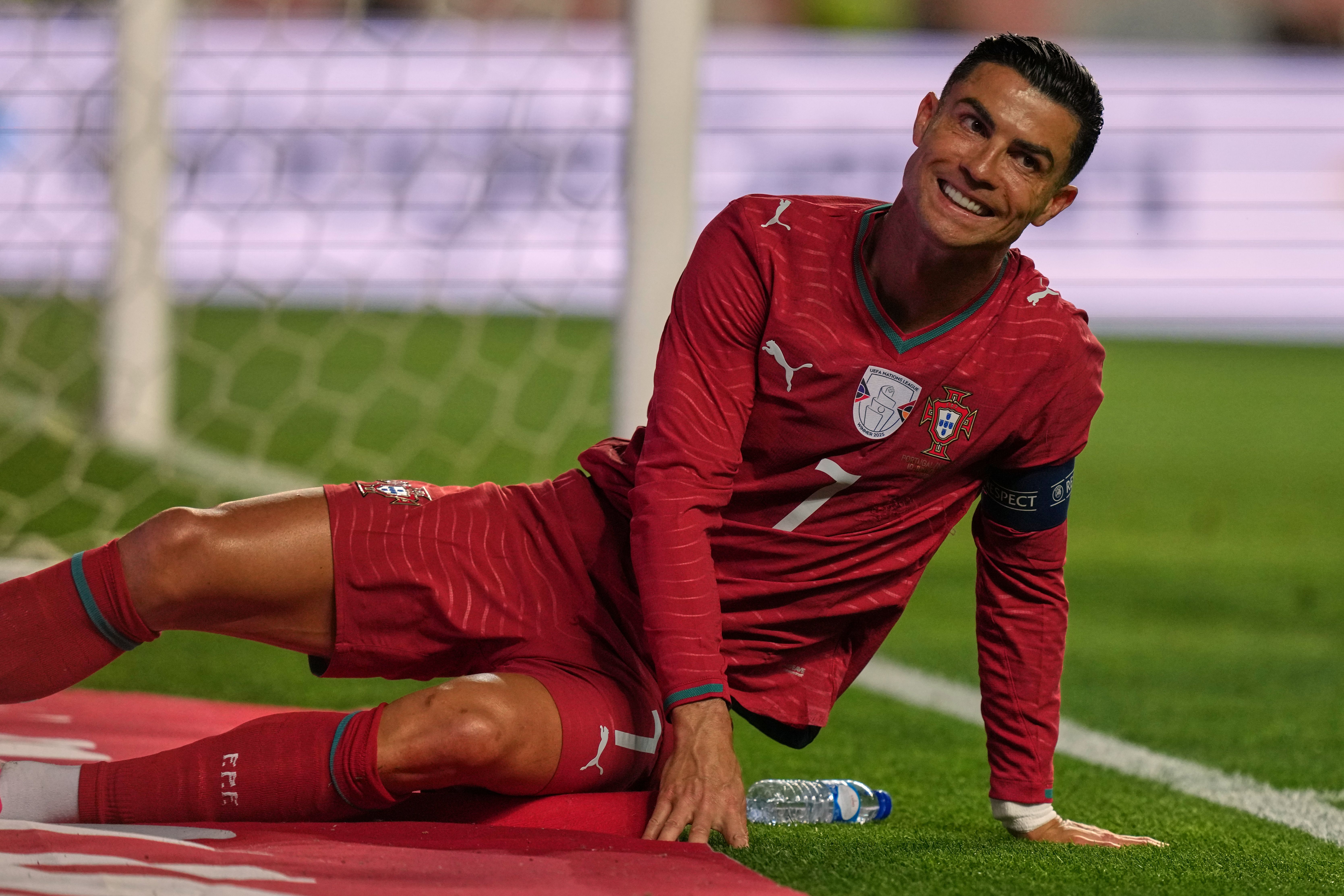 Cristiano Ronaldo reacts during Portugal Nigeria friendly