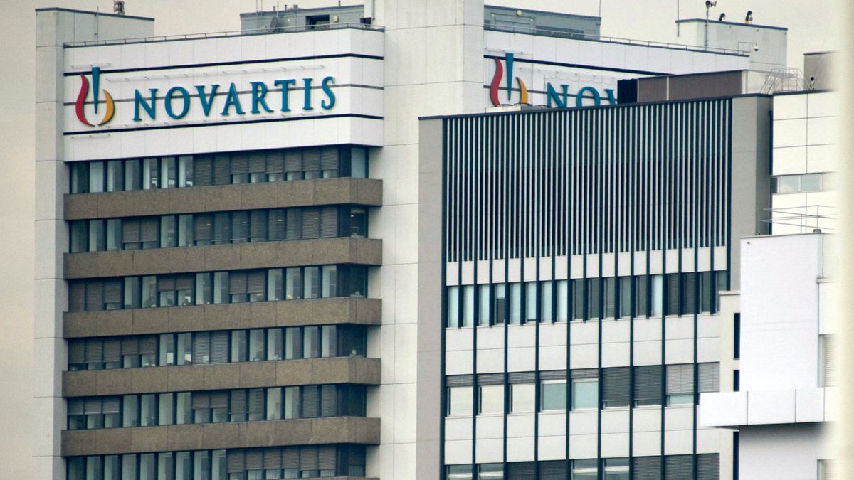 FILE - This Oct. 25, 2011 file photo shows the logo of Swiss pharmaceutical company Novartis AG on one of their buildings in Basel, Switzerland. (Georgios Kefalas/Keystone via AP, File)