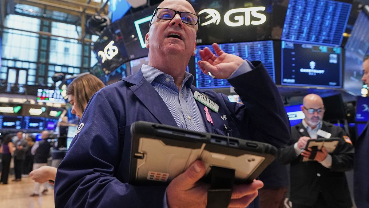 Trader Patrick Casey works on the floor of the New York Stock Exchange, Wednesday, May 13, 2026. (AP Photo/Richard Drew)