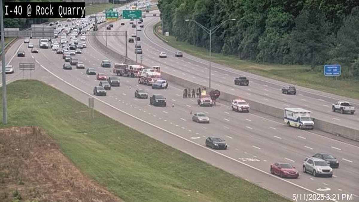 I-40 reopens near Rock Quarry Road after car flips over on interstate ...