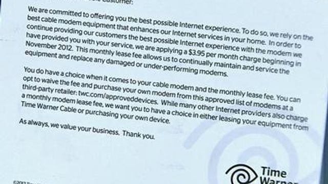Time Warner Cable to charge monthly cable modem fee
