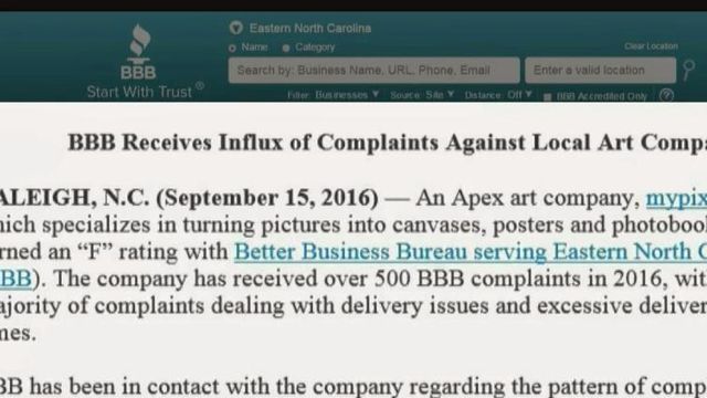Apex photo company gets 'F' from Better Business Bureau after customer complaints