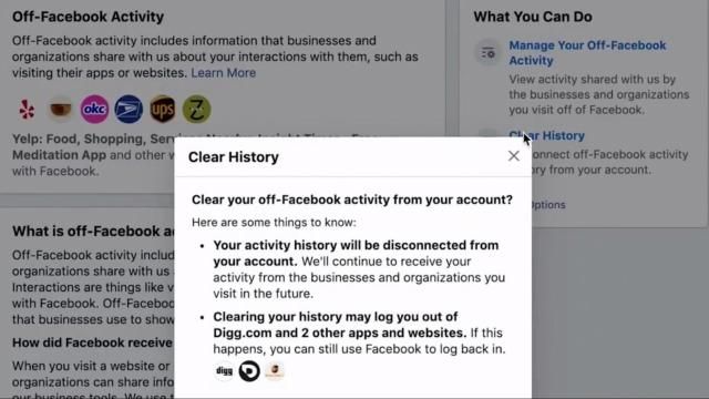 Facebook: Clear History