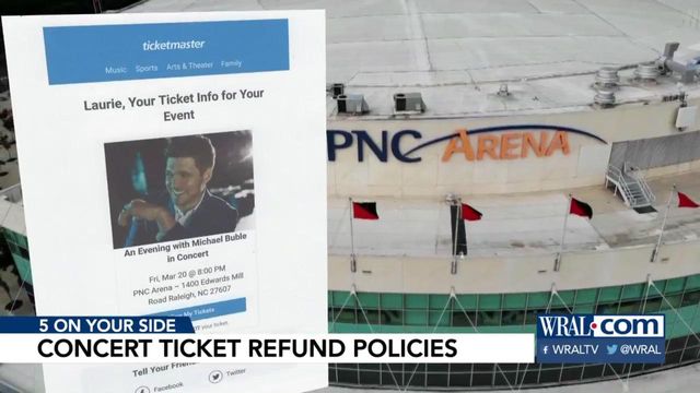 Refund depends on event status, where tickets purchased