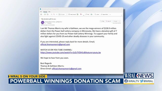 Don't fall for this Powerball winnings donation scam