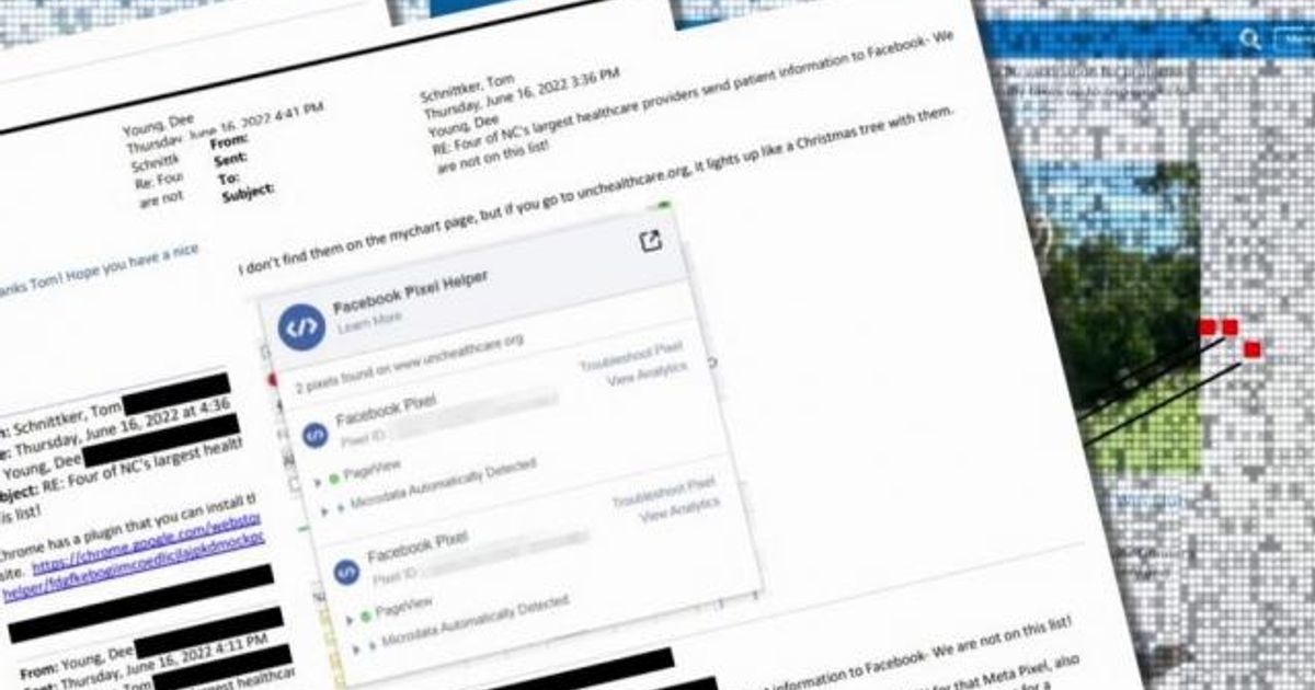 What records show about UNC Health's response to report of Meta pixel ...