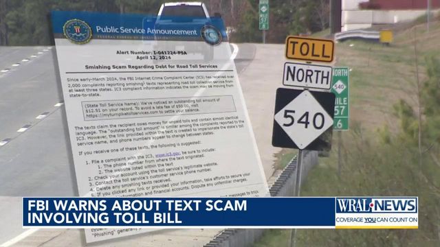 FBI warns about toll text scam in NC
