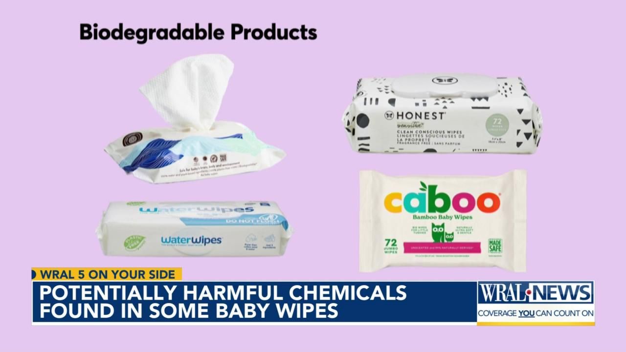 Potentially harmful chemicals found in some baby wipes