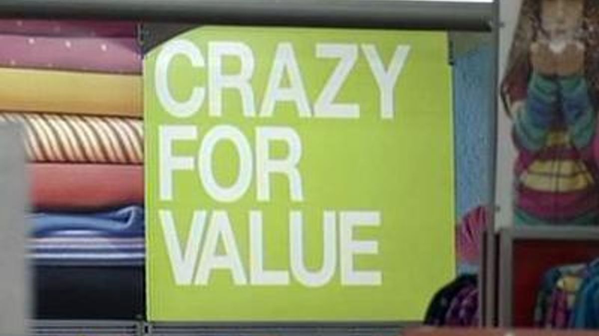 Crazy for Value sign 