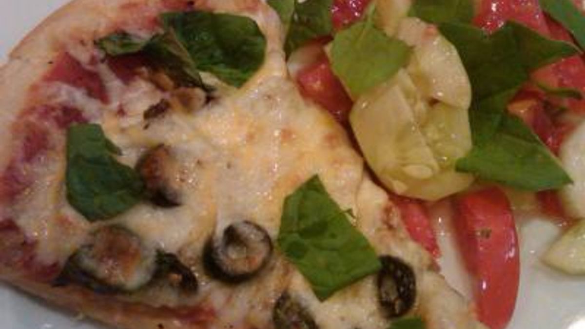 Homemade Pizza with salad