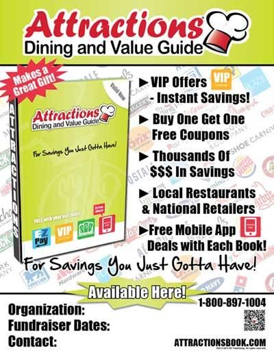 Giveaway Attractions Dining and Value Guide coupon book