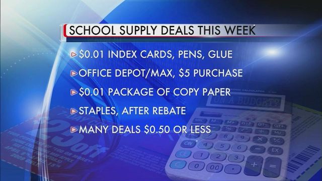 School supplies on sale now