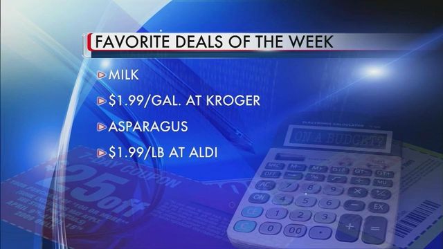 Week's top deals include Kroger milk, Aldi asparagus
