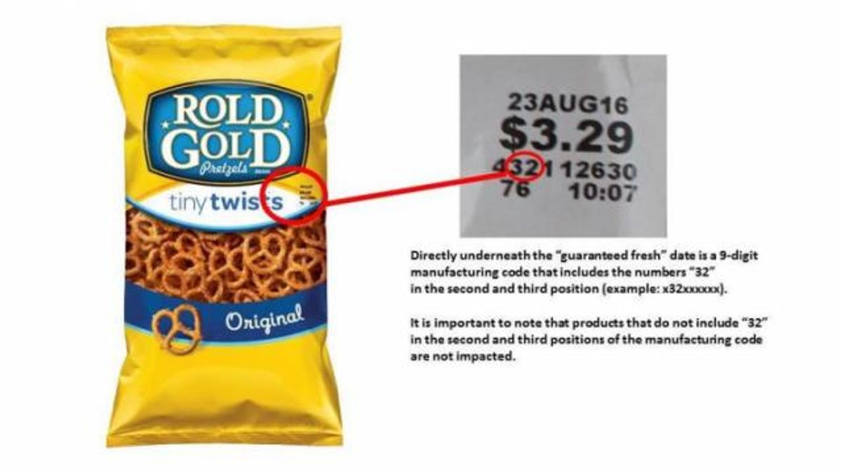 Rold Gold Pretzel Recall 6-2016