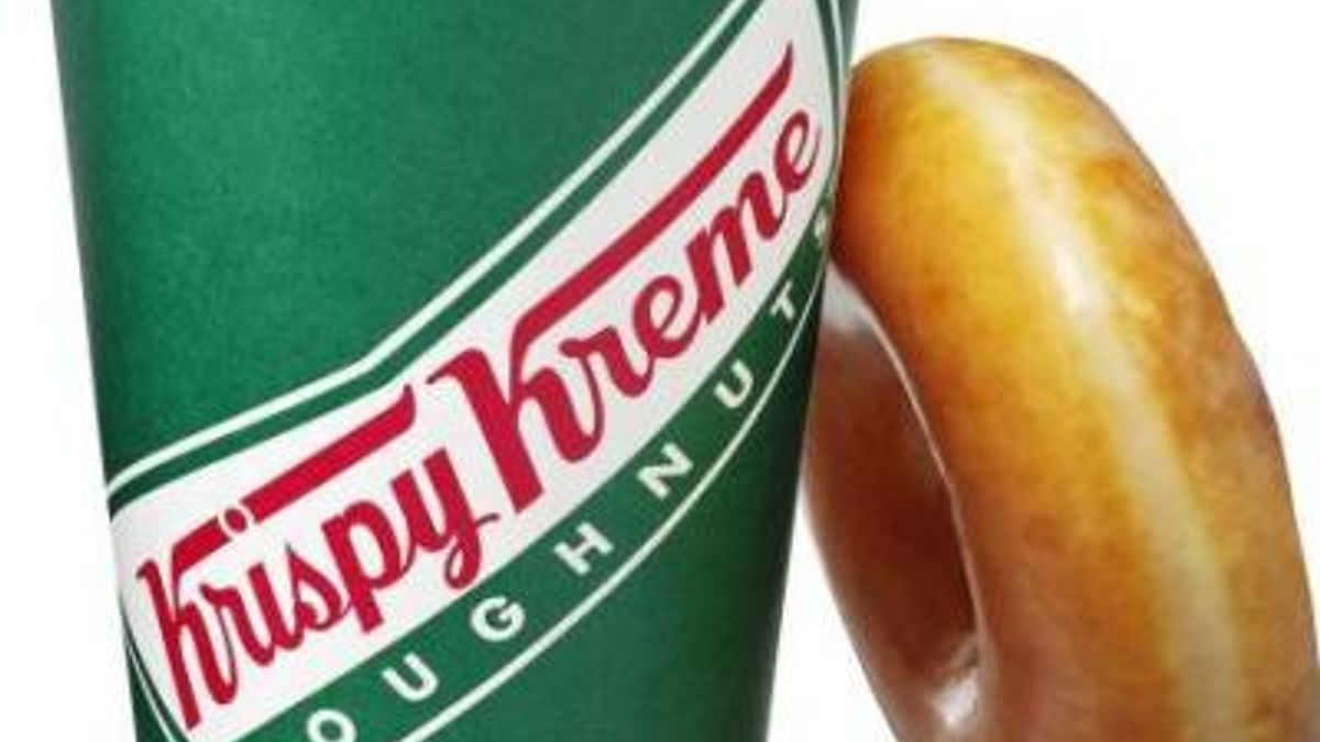 Krispy Kreme doughnut and coffee