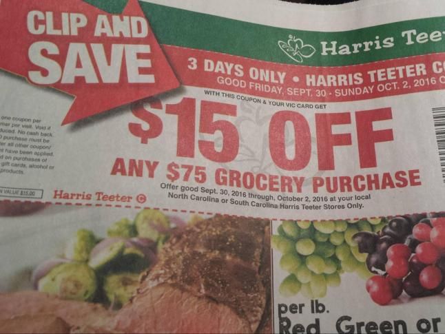 Harris Teeter $15 off $75 coupon