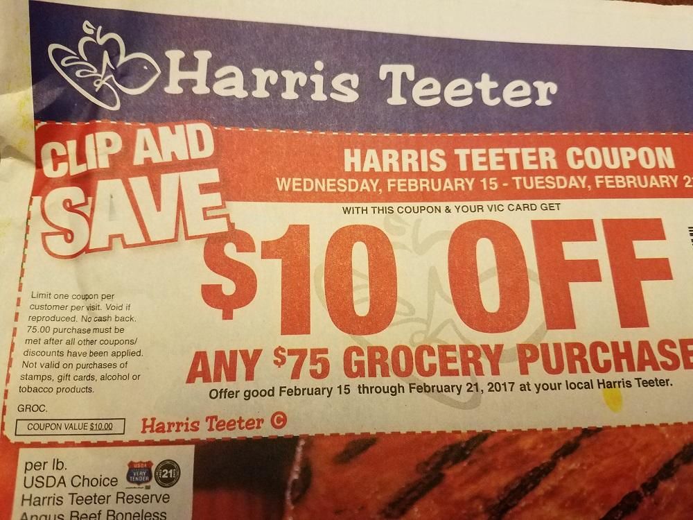 Harris Teeter $10 coupon in ad