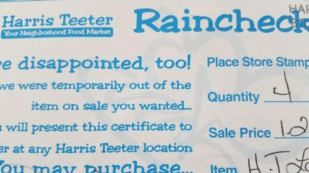 Harris Teeter rain check