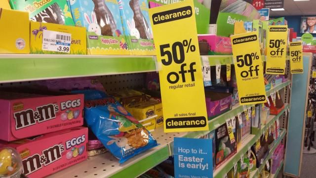 Easter clearance 50% off at many stores