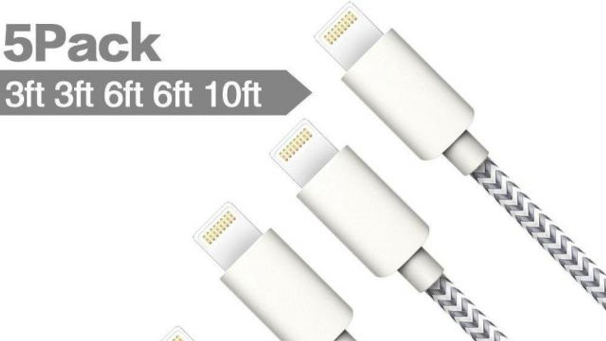 iPhone Extra Long Nylon Braided Lightning Cable USB Charger Cord 5 pack set