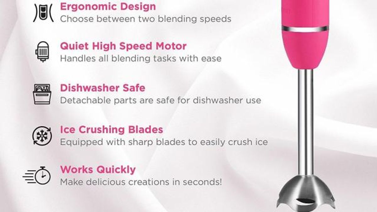 Chefman Immersion Stick Hand Blender in Pink
