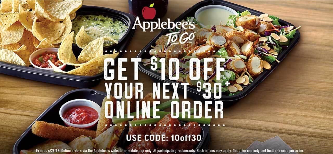 Applebee's coupon 10 off 30 online order