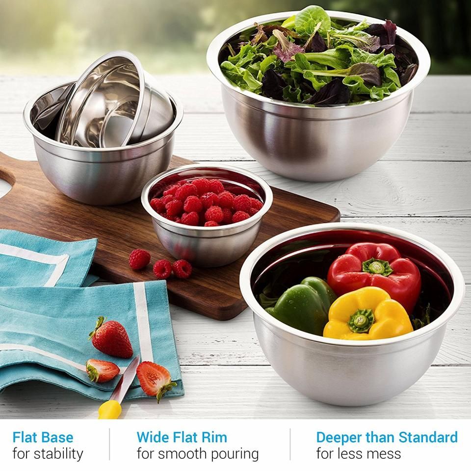 Stainless Steel Mixing Bowl 5 Piece Set with Lids - Thumbnail 4