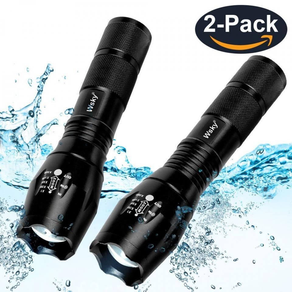 2 Pack LED Tactical Flashlight Water Resistant Military Grade 2000 Lumens 5 RECHOO LED Flashlight 2 Pack, Tactical Flashlights High Lumens