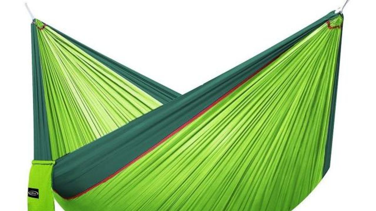Double Lightweight Nylon Hammock with Ropes and Carabiners