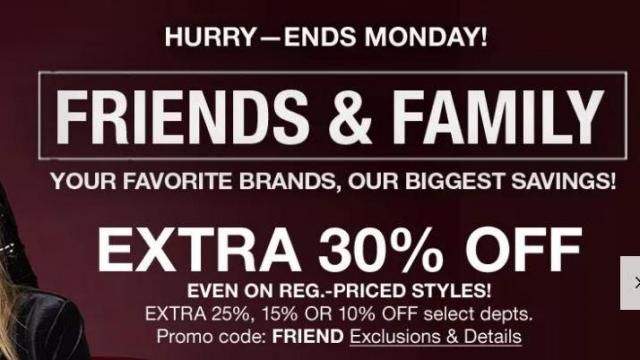 Macy's friends sale and family coupon