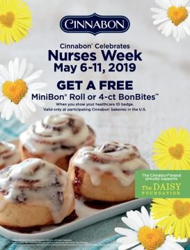 Cinnabon Nurse Week Offer 2019