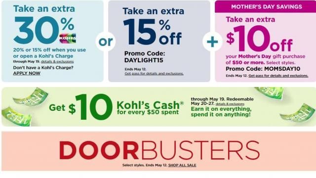 Kohl's Sale: Up to 60% off + extra 15% off coupon + Kohl's Cash