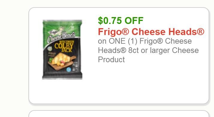 Frigo Cheese Heads only $1.50 with new coupon