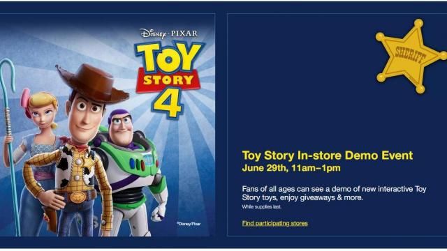 Toy Story in-store demo event at Target Saturday